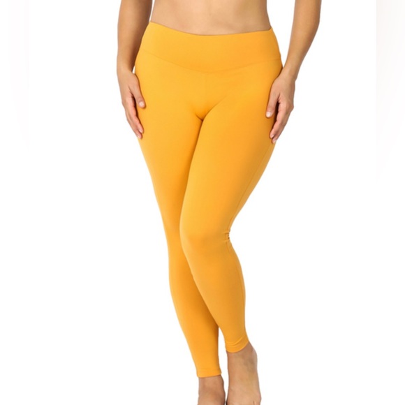 Mustard Microfiber Leggings - Picture 1 of 4